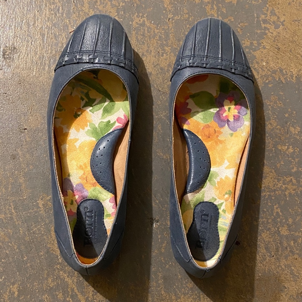 Born Brittania Light Blue Flats with Floral Interior